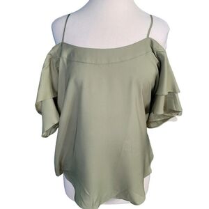 New York And Company Sage Color Off Shoulder Blouse Size M
